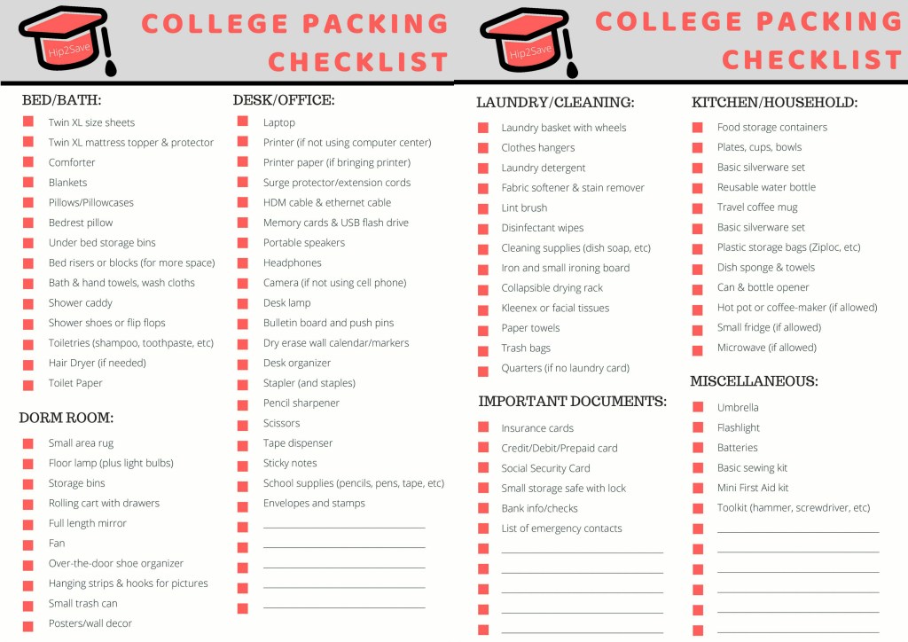 Get ready for college with this printable list! 