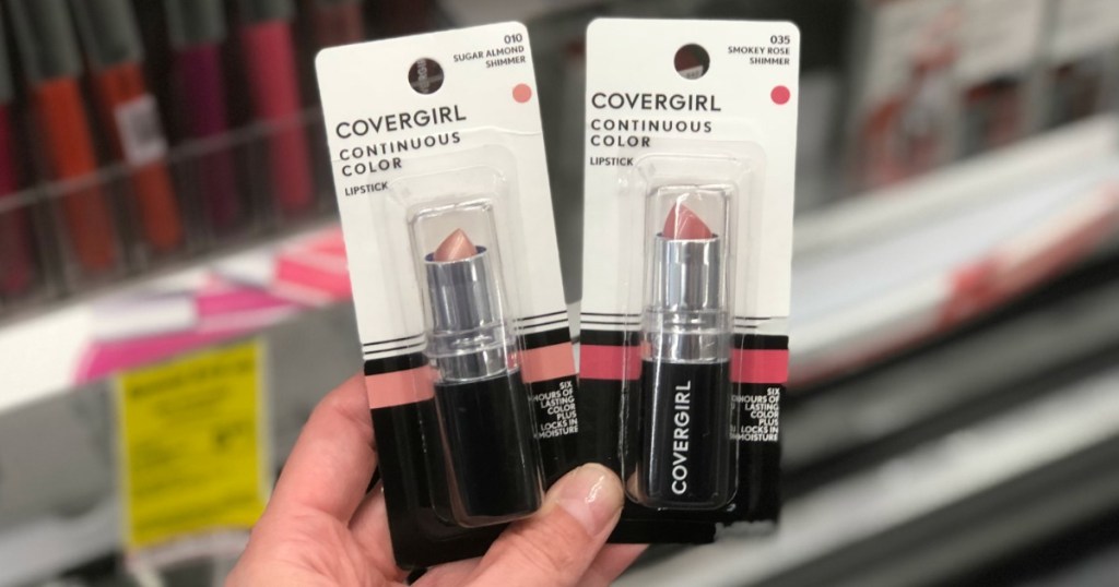covergirl continuous color lipstick held up in cvs store