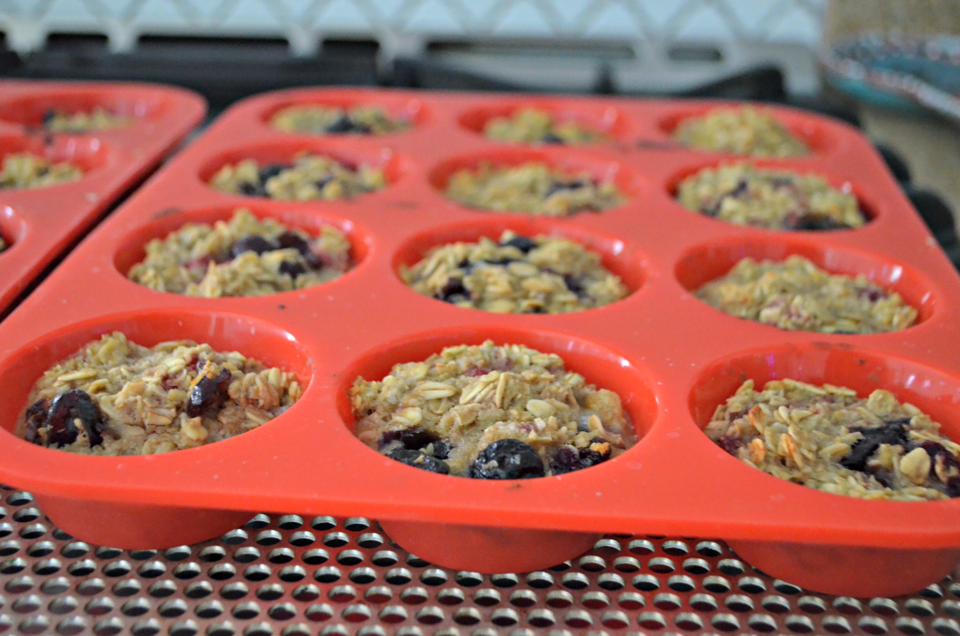 Baked Oatmeal Berry Cups – muffins in the tin prior to baking