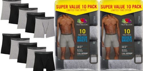 Fruit of the Loom Men’s Boxer Briefs 10-Pack Just $13.96 at Walmart.com (Only $1.40 Per Pair)