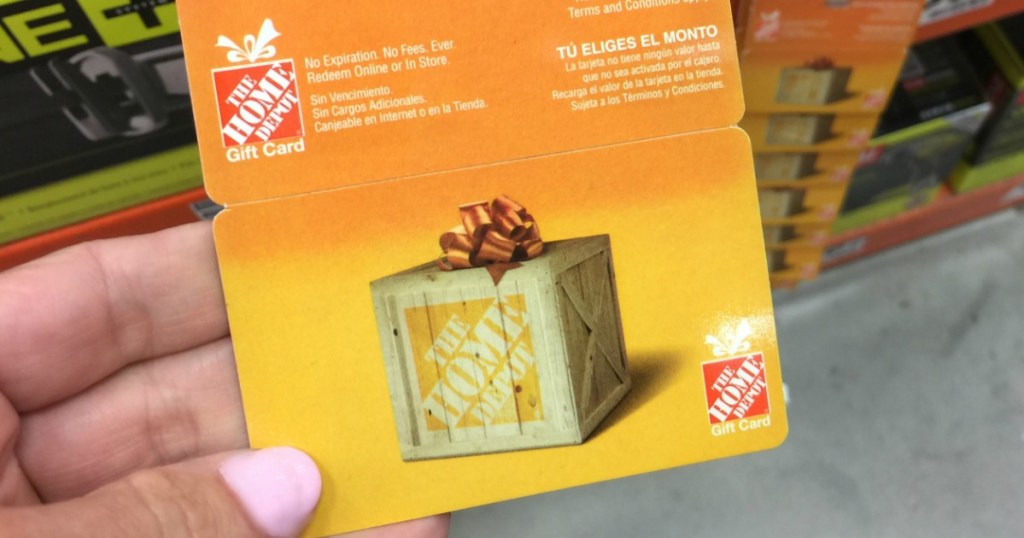 Home Depot Gift Card in hand in-store