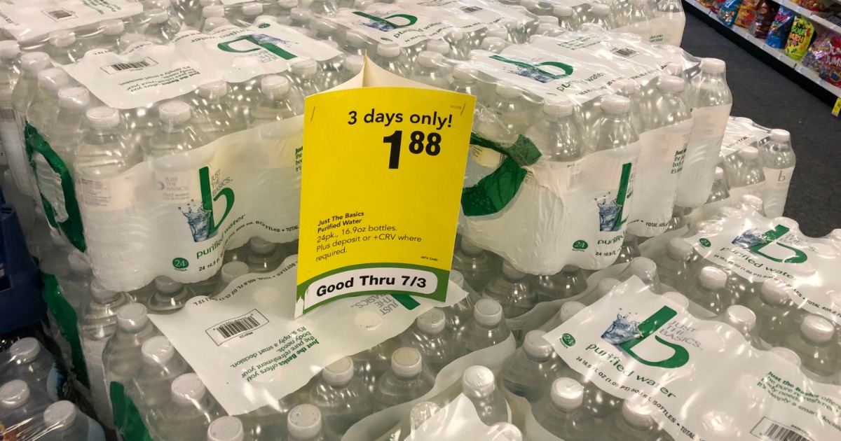 Just the Basics Purified Water 24 Pack Only 1.88 at CVS (Just 8¢ Per