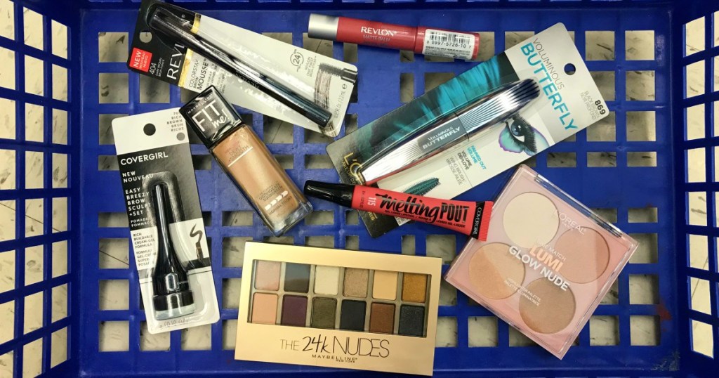 various cosmetic items in basket