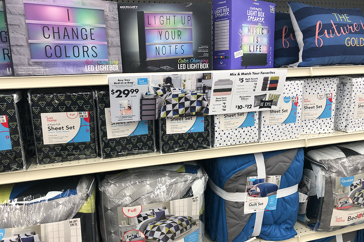 back-to-school college dorm shopping with big lots — mix and match bedding sets