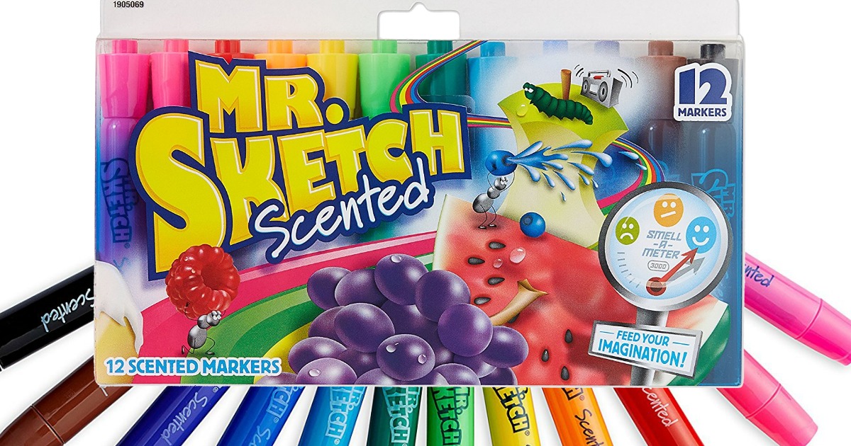 mr sketch markers 12 pack on top of markers fanned out