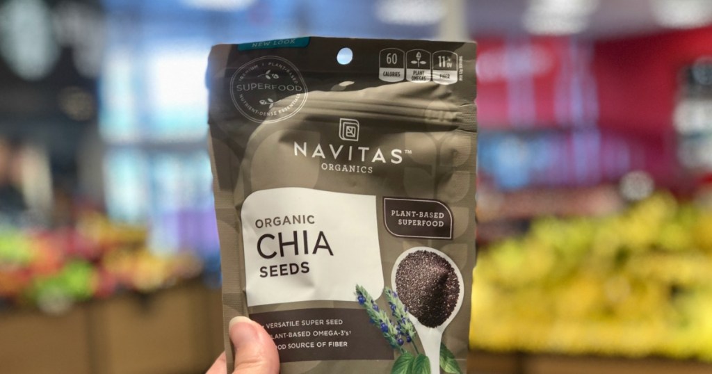 hand holding Navitas chia seeds