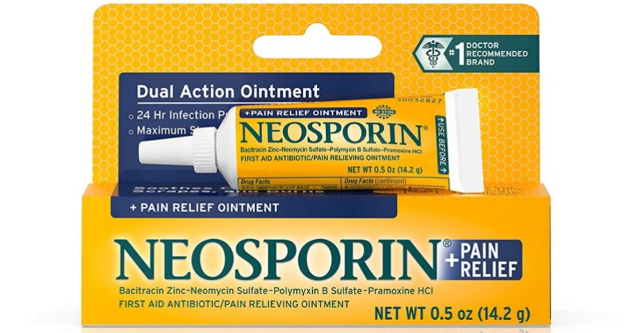 yellow and blue box of antibiotic ointment