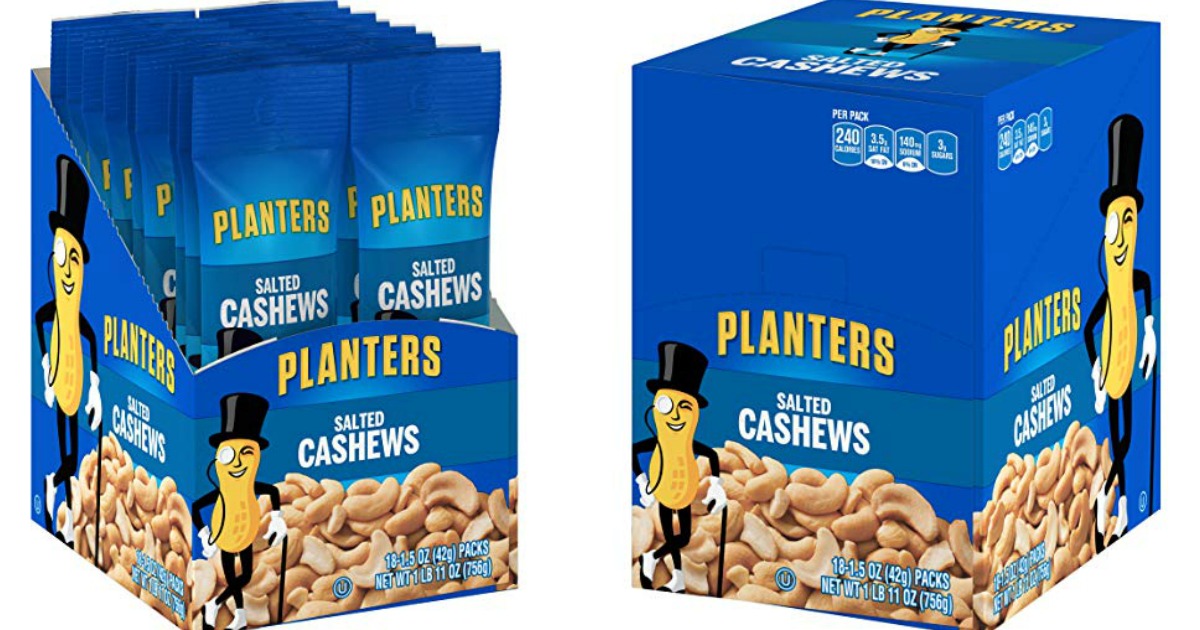Amazon Planters Salted Cashews Single Serve Bags 18Pack Just 9.88
