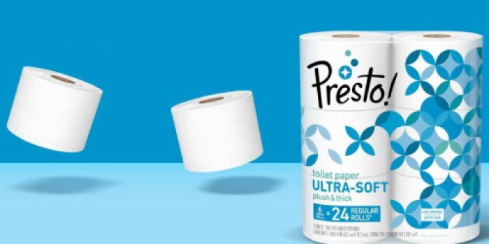 Amazon Prime: Presto! Toilet Paper 24-Count Mega Rolls $14.43 Shipped (Equal to 96 Regular Rolls)