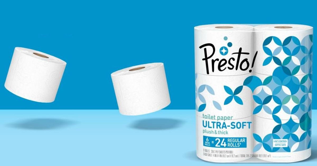 Amazon Prime Presto! Toilet Paper 24Count Mega Rolls 14.43 Shipped (Equal to 96 Regular Rolls)