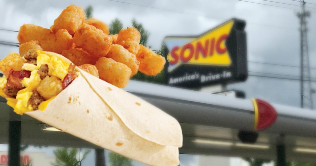 Sonic DriveIn Breakfast Burrito + Small Tots Only 1.99 Hip2Save