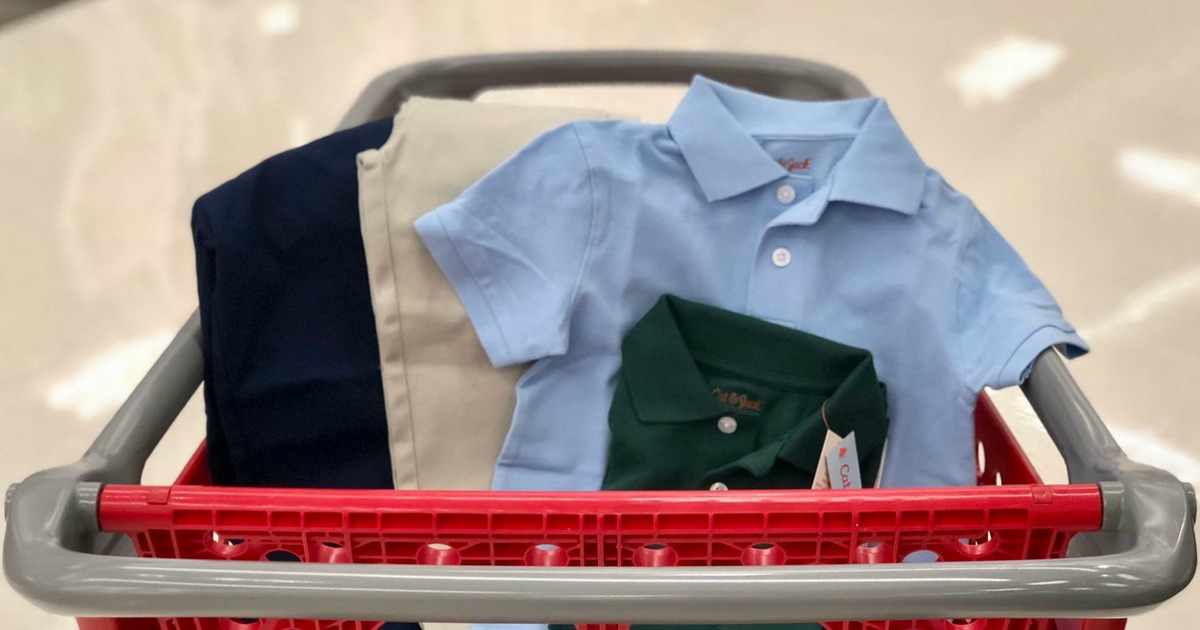 kids uniforms in shopping cart