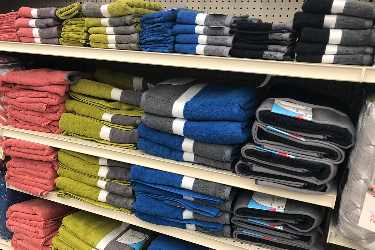 back-to-school college dorm shopping with big lots — bath towels