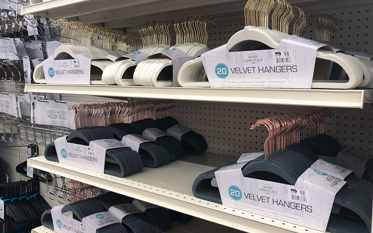 back-to-school college dorm shopping with big lots — velvet hangers
