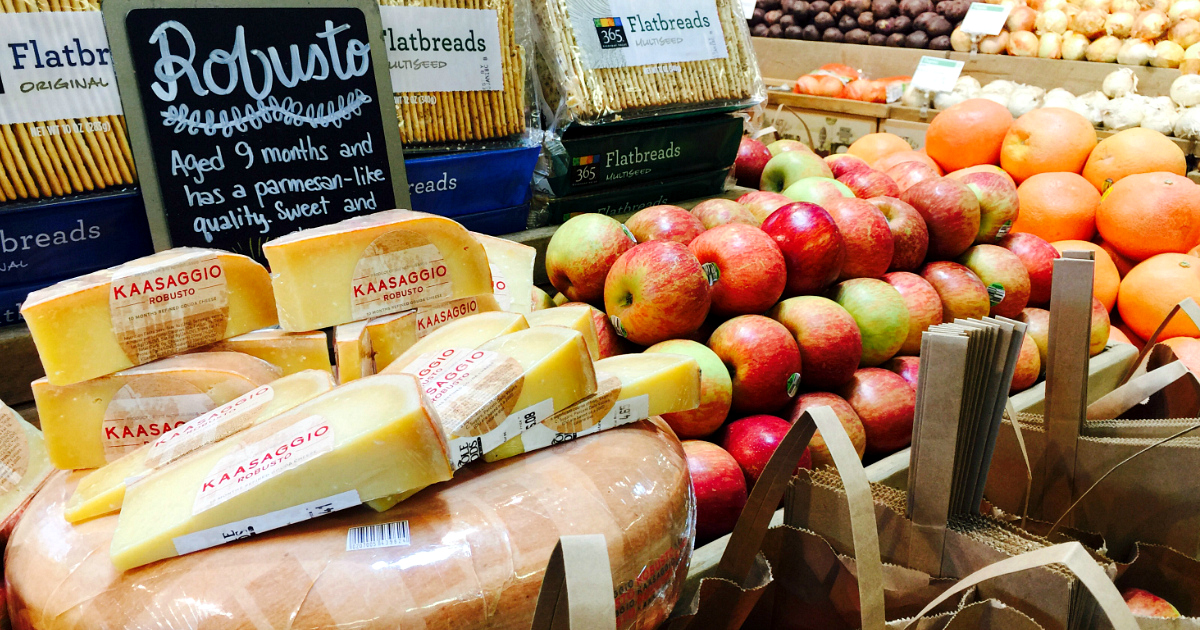 money-saving hacks at Whole Foods Market – fruits and cheeses