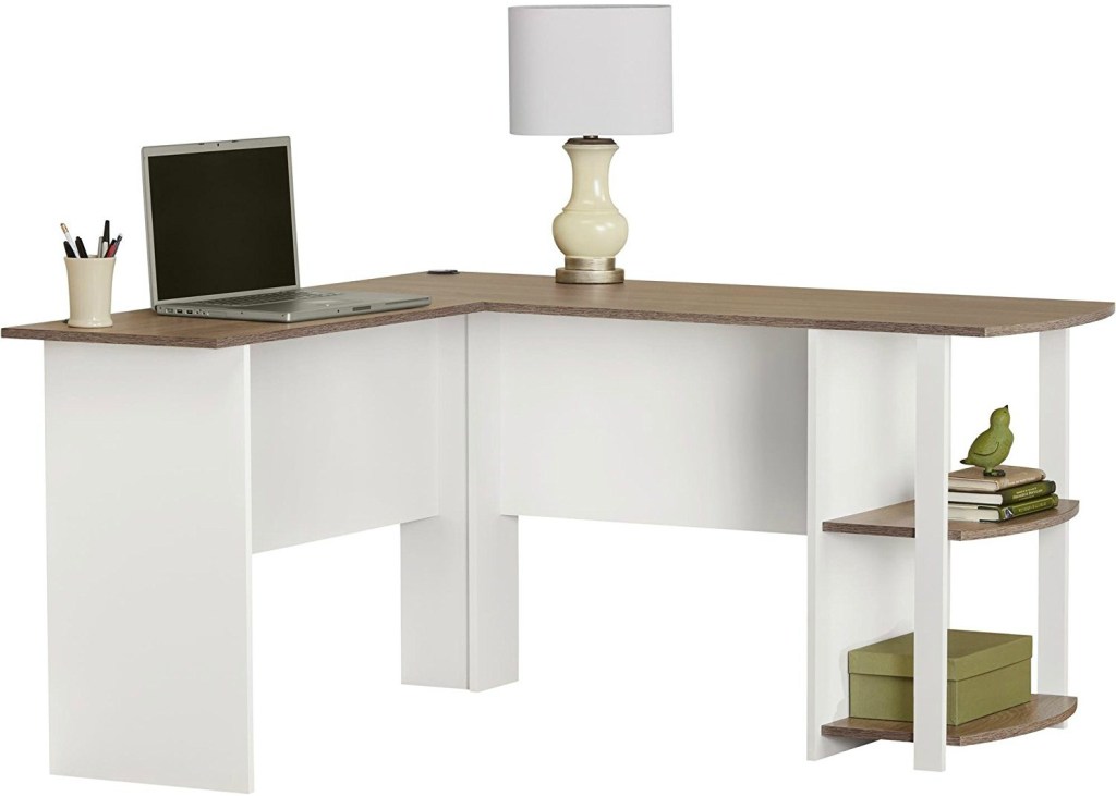 Amazon Ameriwood Home L Shaped Desk W Bookshelves Only 53 96