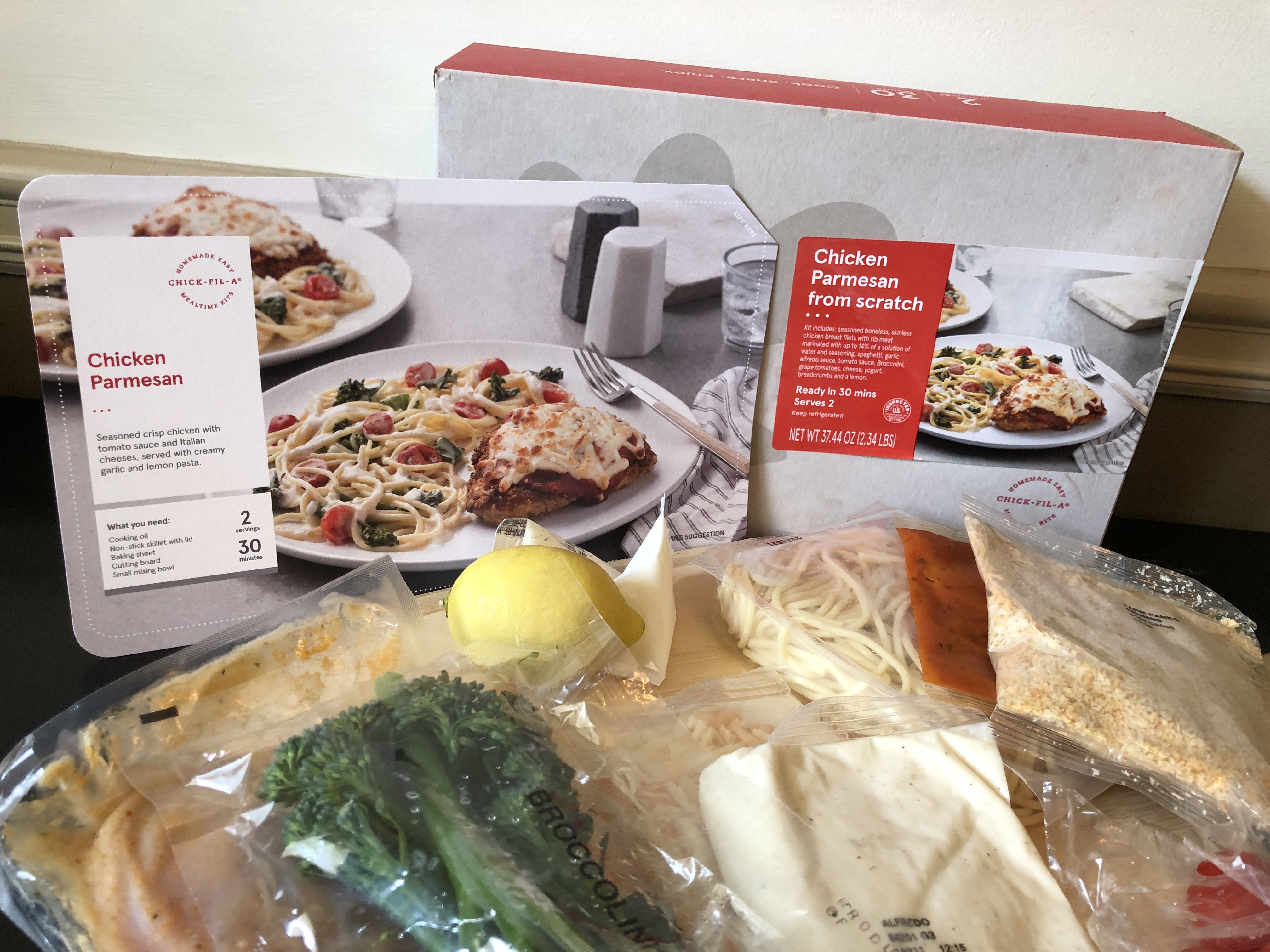 Chick-fil-a Meal Kits like this Chickfila chicken parmesan are now available at participating locations.