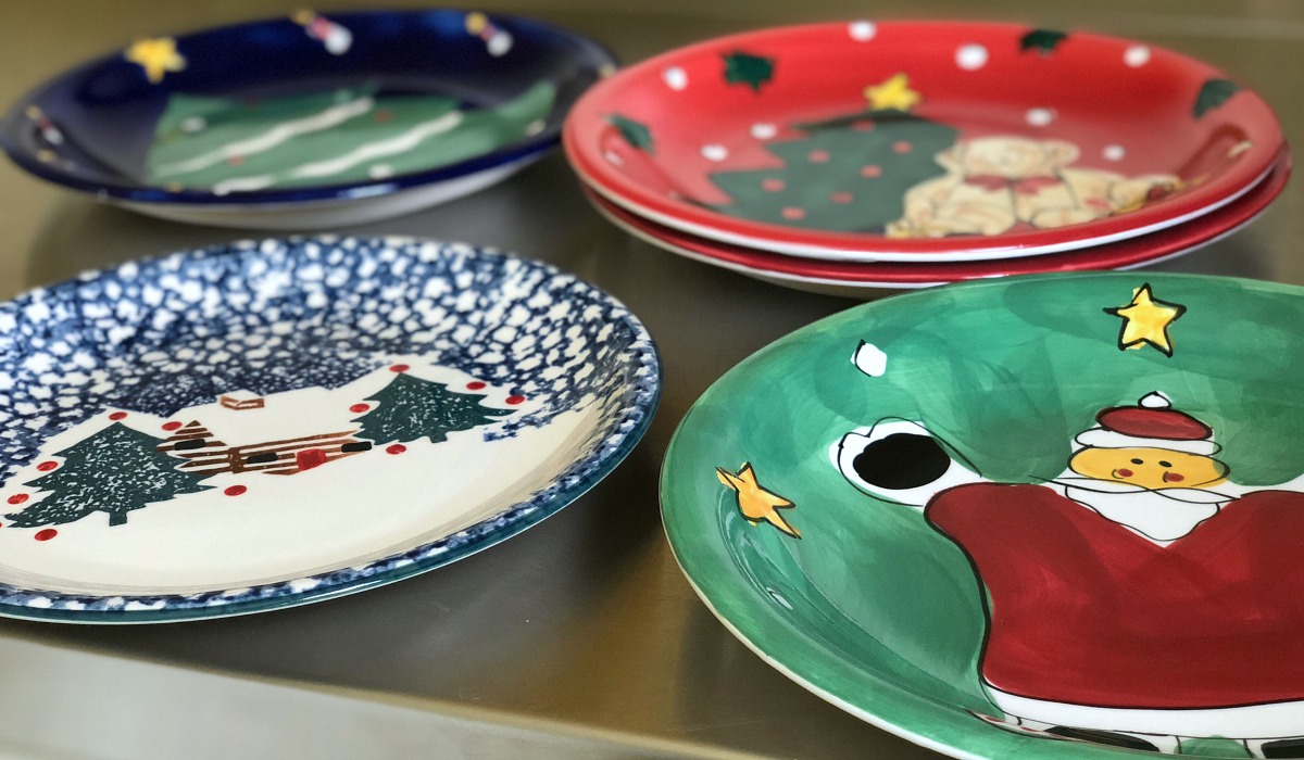 How moving made us feel grateful while having less – assortment of christmas themed dinner plates