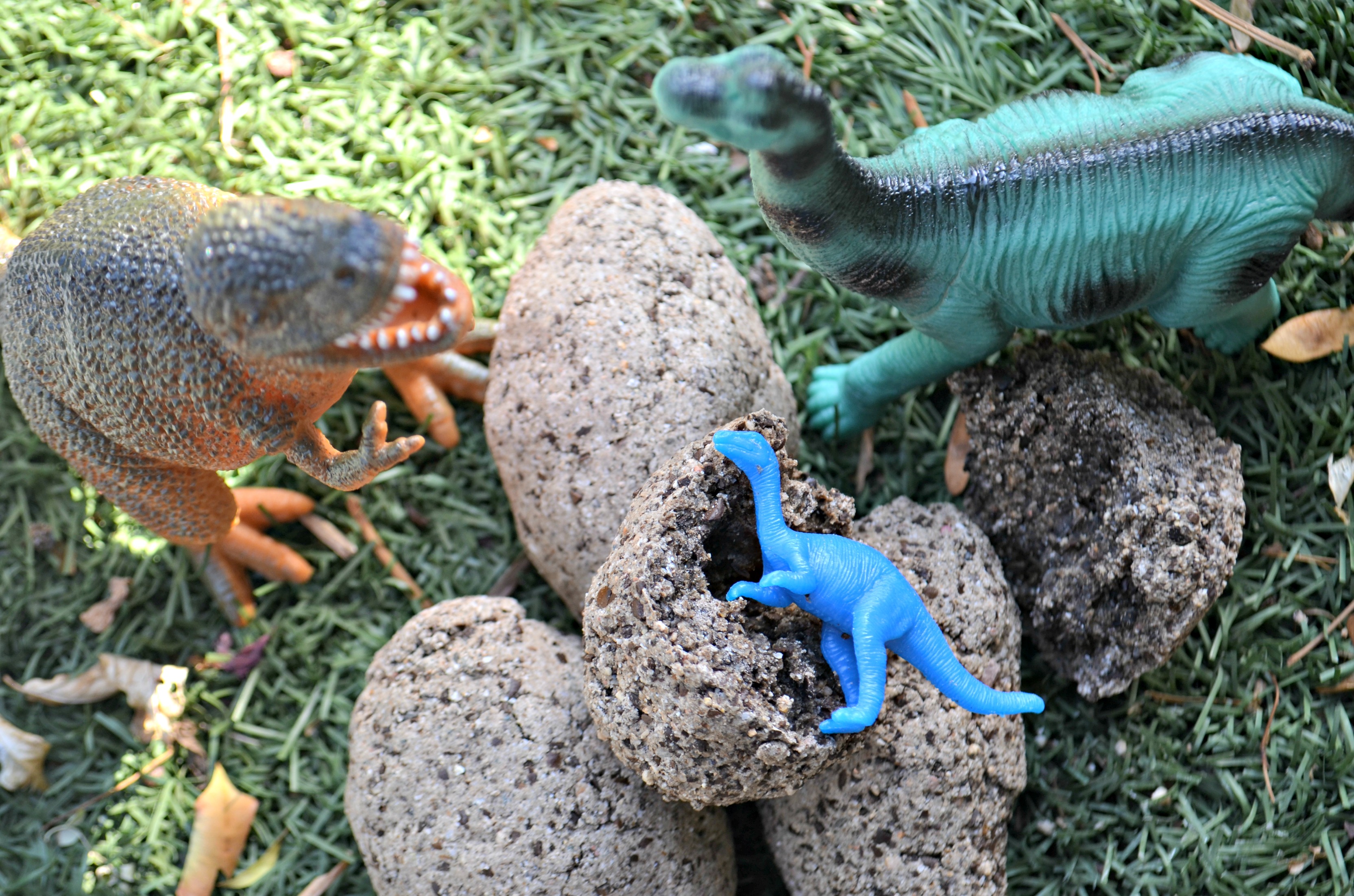 diy dinosaur surprise eggs – Dinosaurs and eggs in the grass