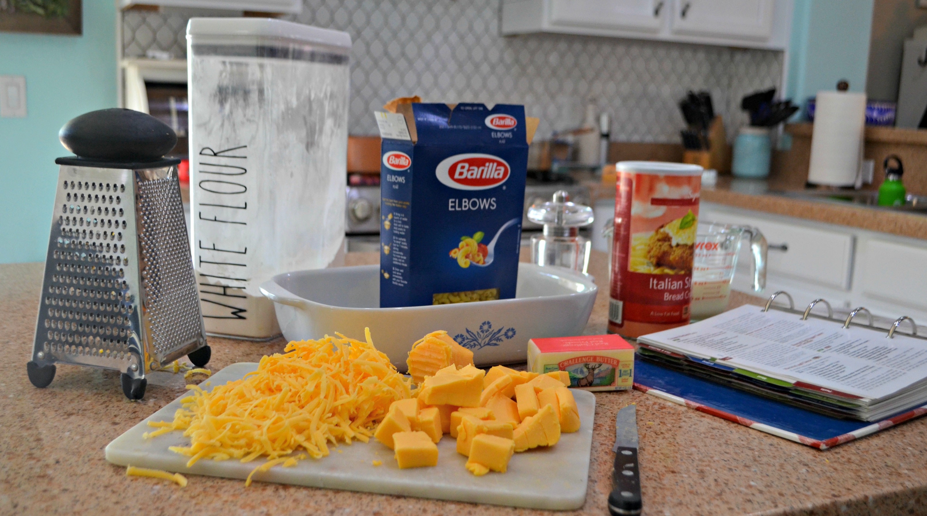 Classic Mac and Cheese just like my mom made! – Ingredients on the counter