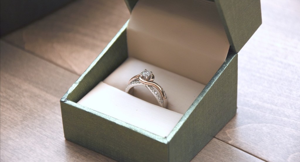 engagement ring in open box