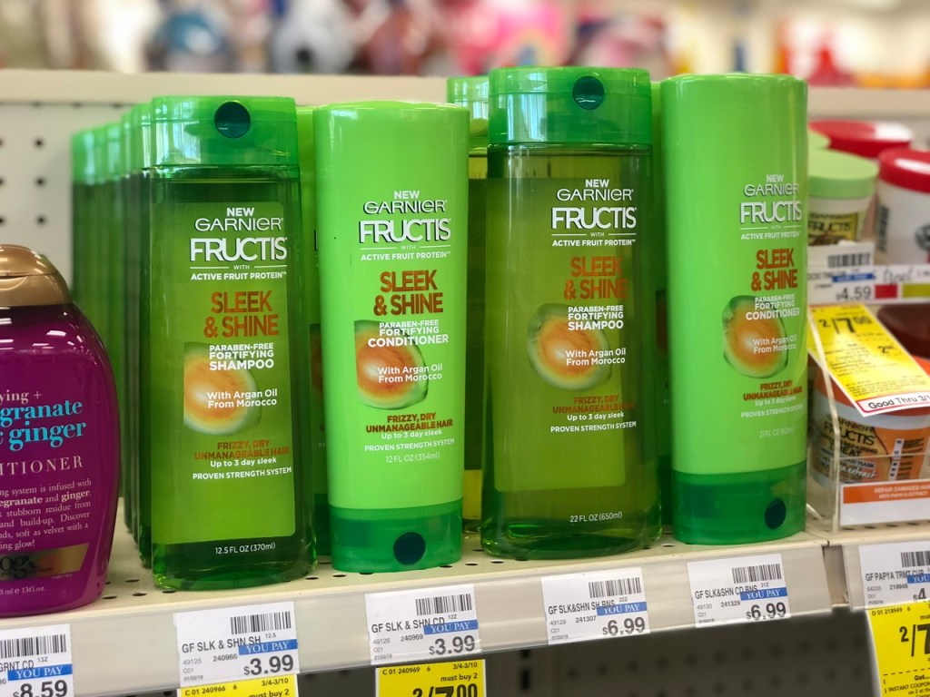 garnier shampoo on shelf 