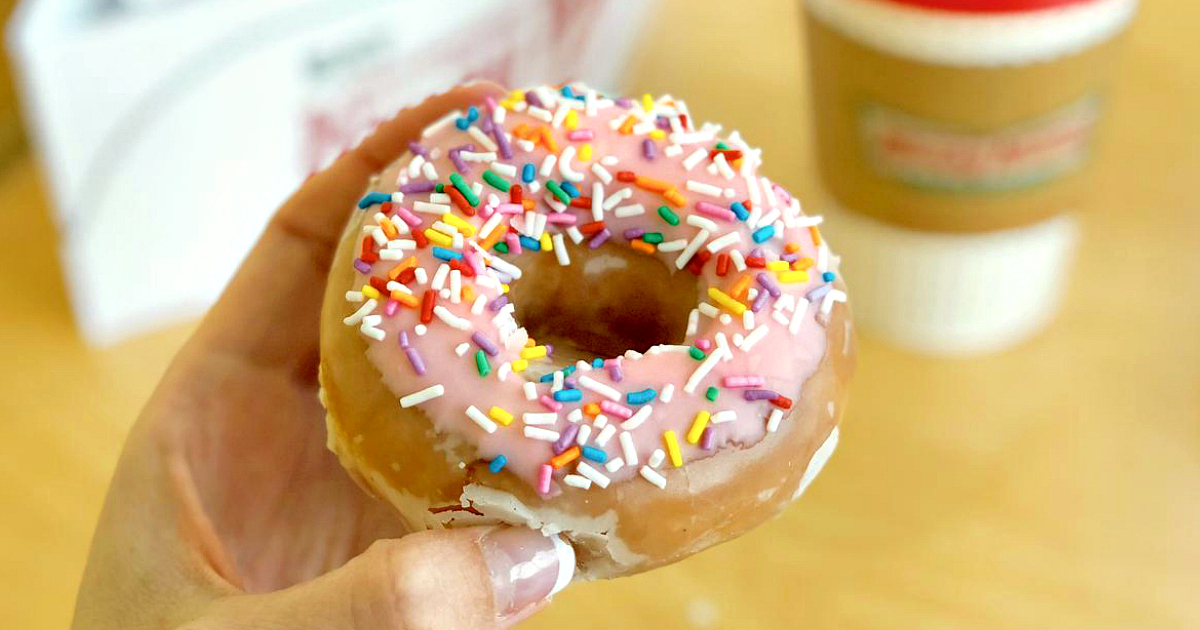 On your birthday get a free doughnut and coffee at krispy kreme – doughnut and coffee closeup