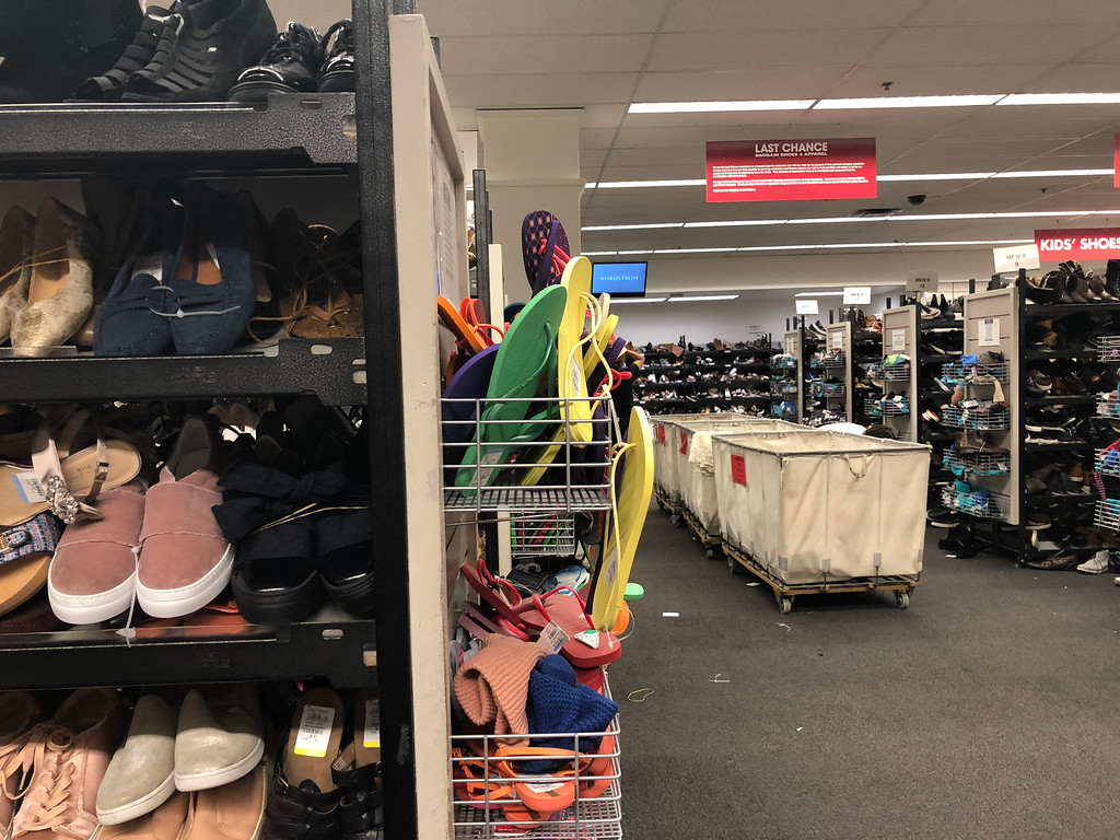  nordstroms last-chance store deals, tips, and tricks – racks of shoes and bins