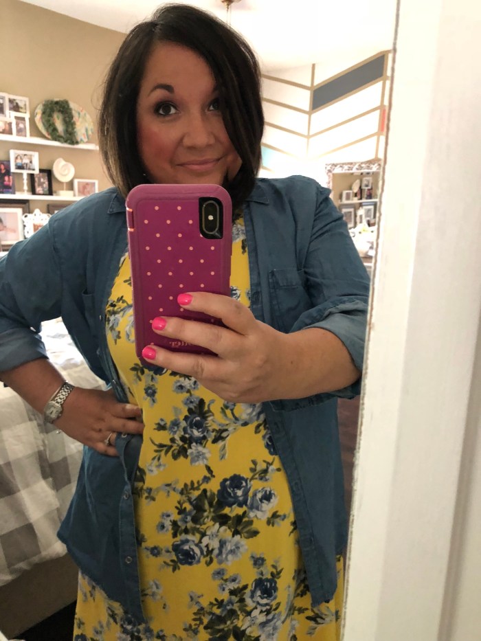 lina in stitch fix dress and shirt looking fabulous - wardrobe review