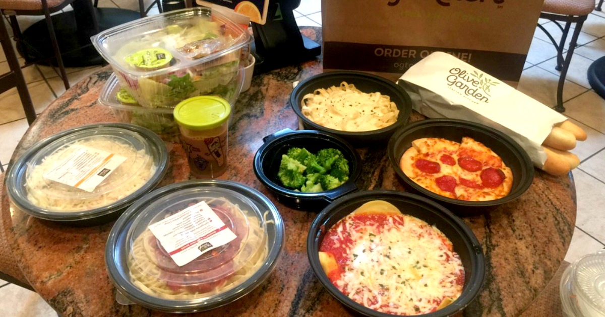 4 Olive Garden Entrees, 2 Soups/Salads, 4 Breadsticks AND 1 Kids Meal
