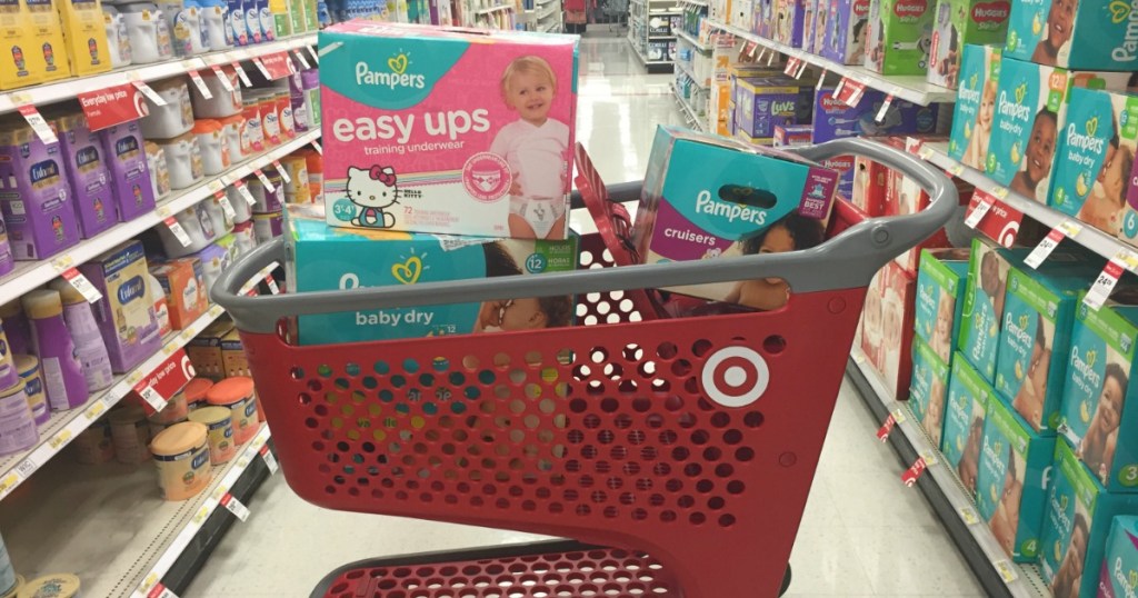 diapers in a Target cart
