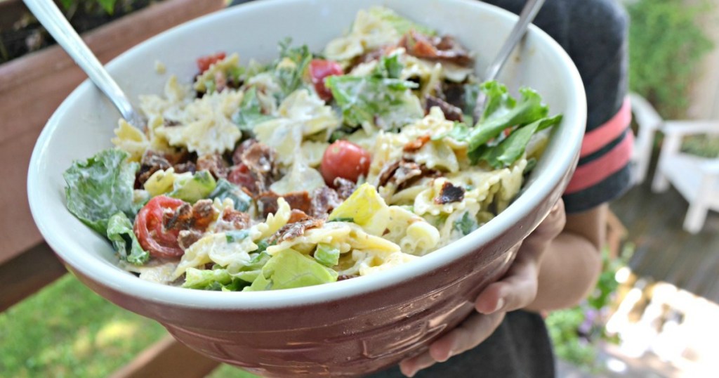 Ranch BLT Salad in a large salad bowl 