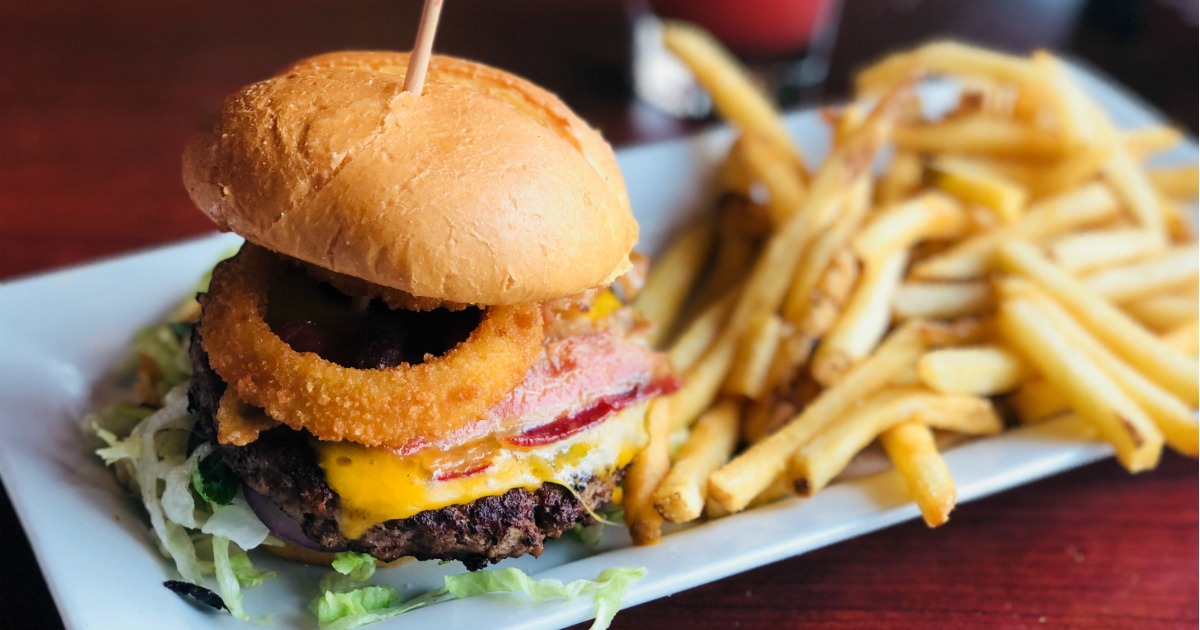 National Cheeseburger Day Deals 2018 - picture of a Ruby Tuesday Burger and Fries