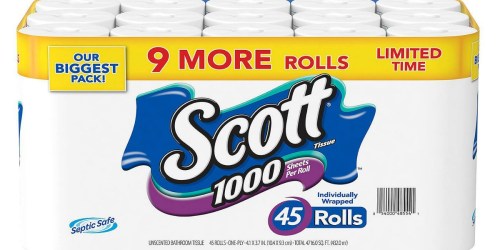 Sam’s Club: Scott 1000 Toilet Paper 45-Count Rolls Only $24.68 Shipped (Just 55¢ Per Roll)