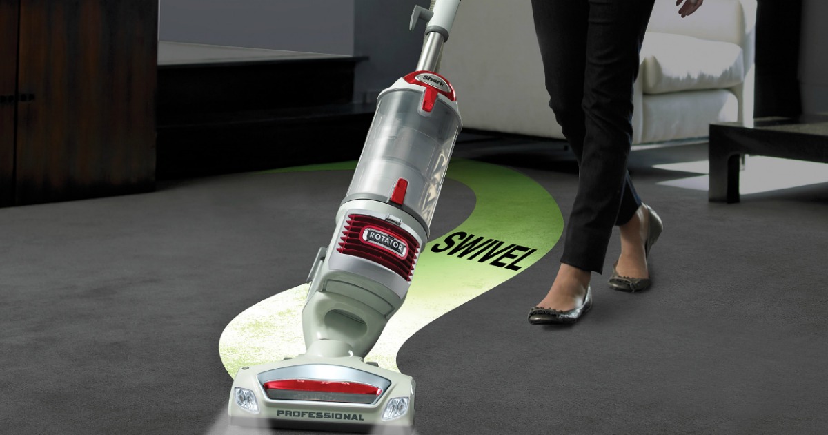 woman using a new vacuum Shark NV501 Rotator Professional Lift-Away Vacuum