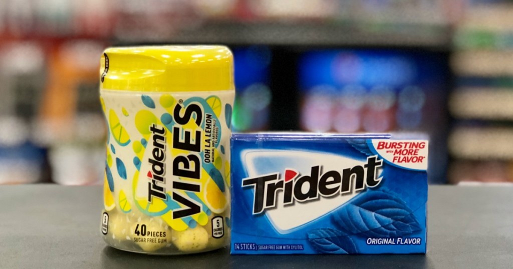 Trident Vibes next to pack of Trident