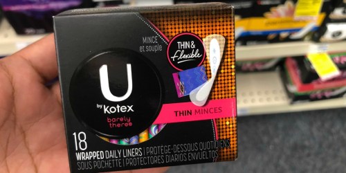 U by Kotex 18-Count Liners ONLY 42¢ After CVS Rewards + More