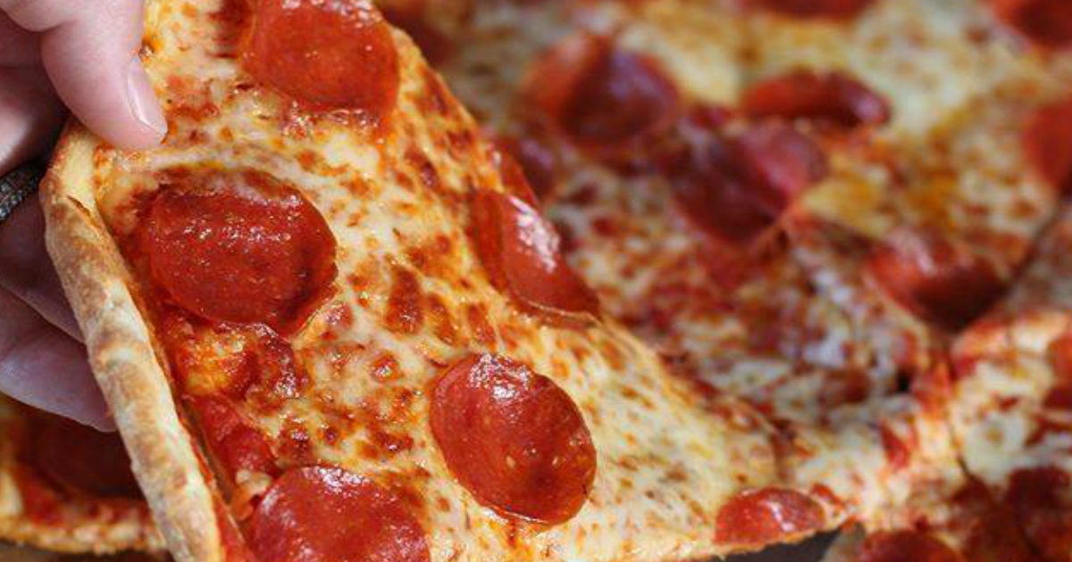Cicis Pepperoni Pizza slice closeup