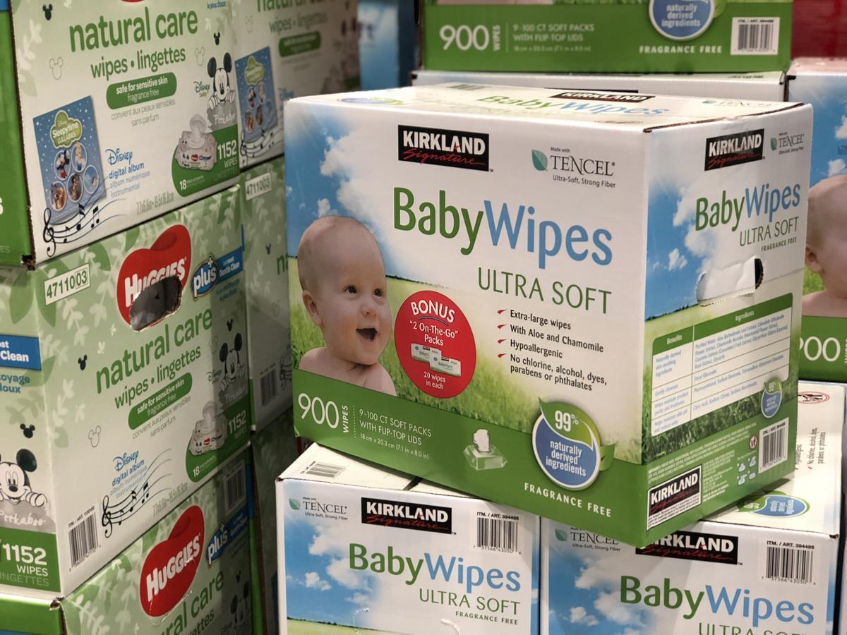 name brands sometimes make costco items, like these Costco baby wipes 