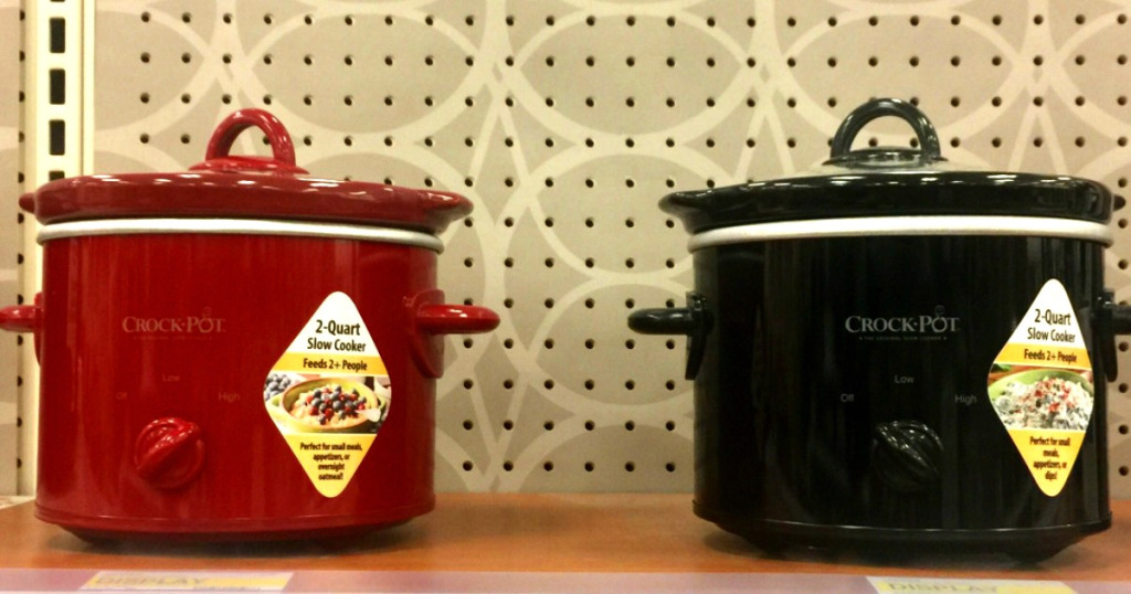 two Crock-Pots on shelf at Target