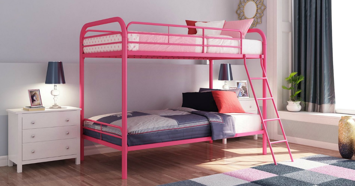 pink bunk bed twin over full