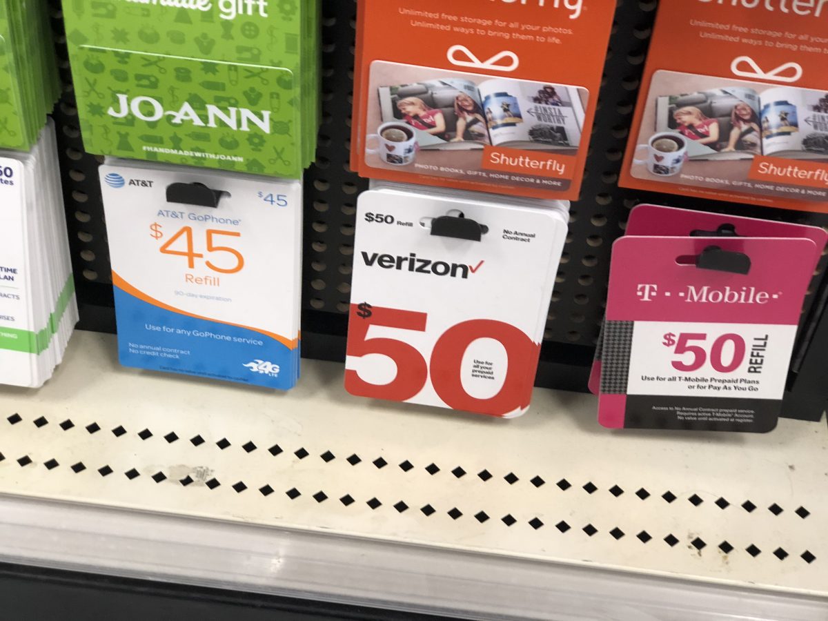 Prepaid Phone Cards on Target display