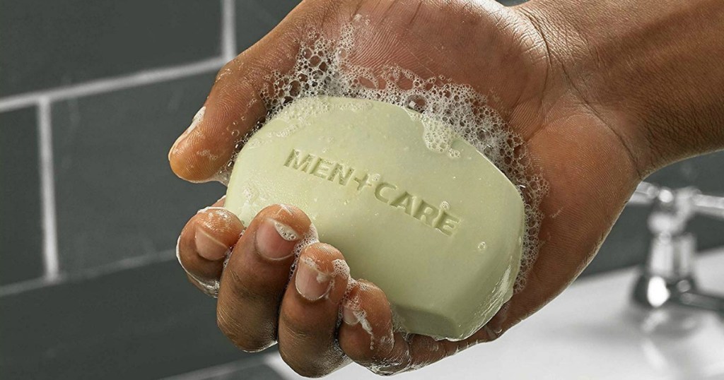 up close pic of bar of dove men care soap