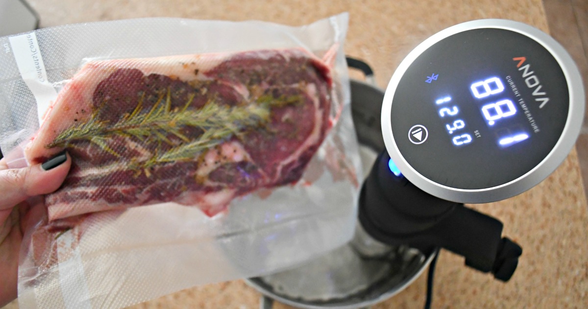 Make the Best Steak Using the Sous Vide method! Pictured here with a vacuum sealed steak