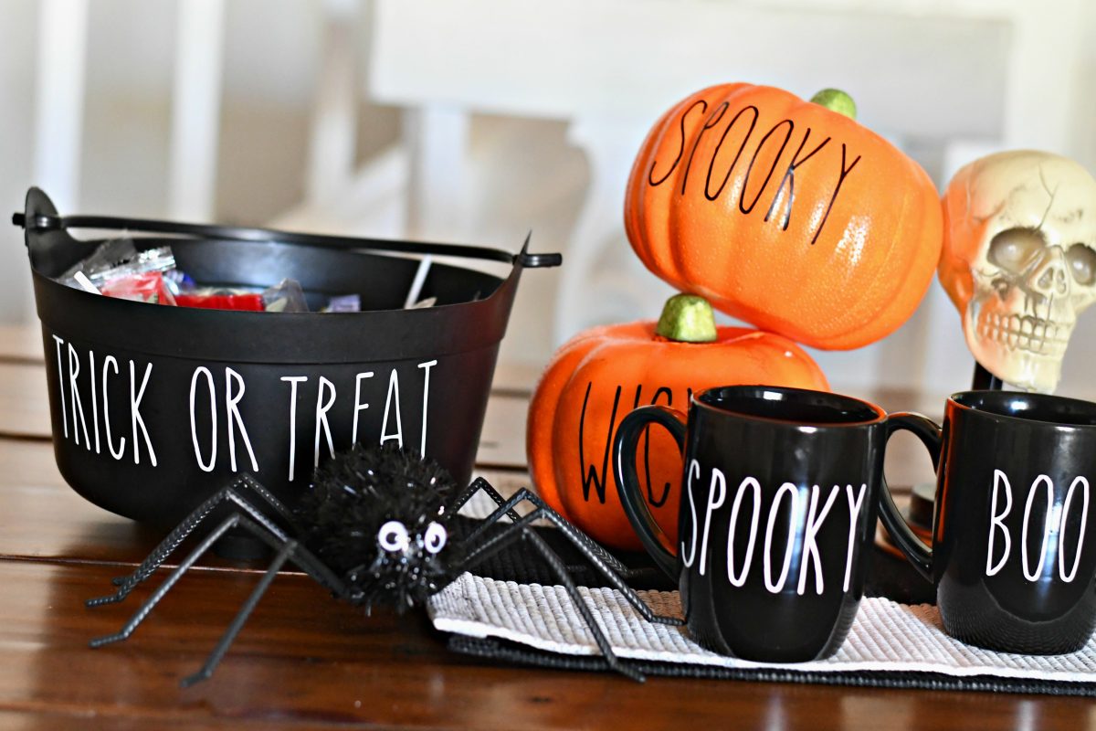 DIY Rae Dunn Inspired Halloween Decor - Finds with lettering