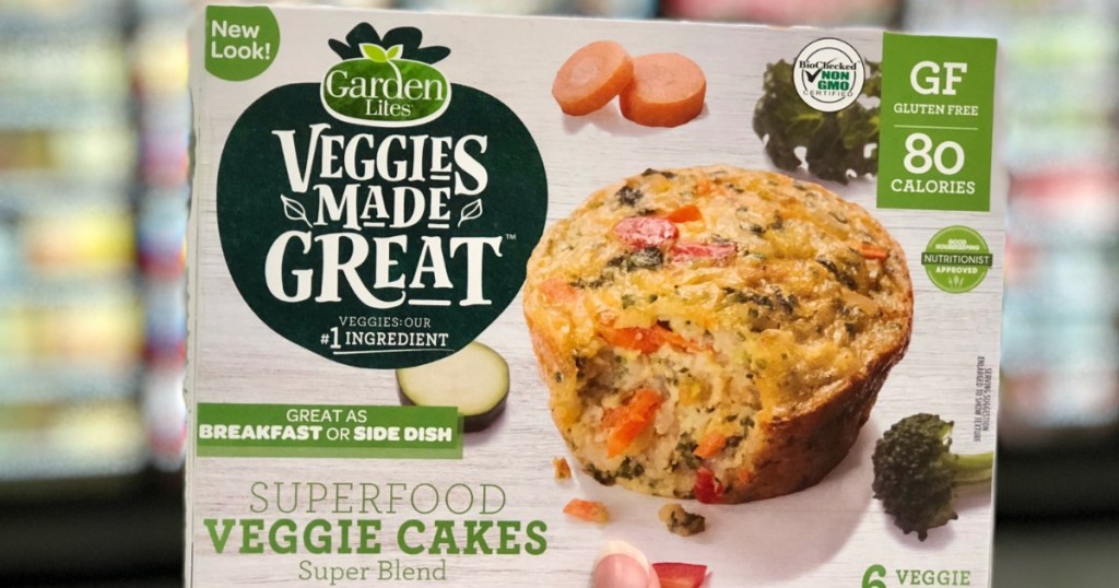 box with vegetable muffin on cover