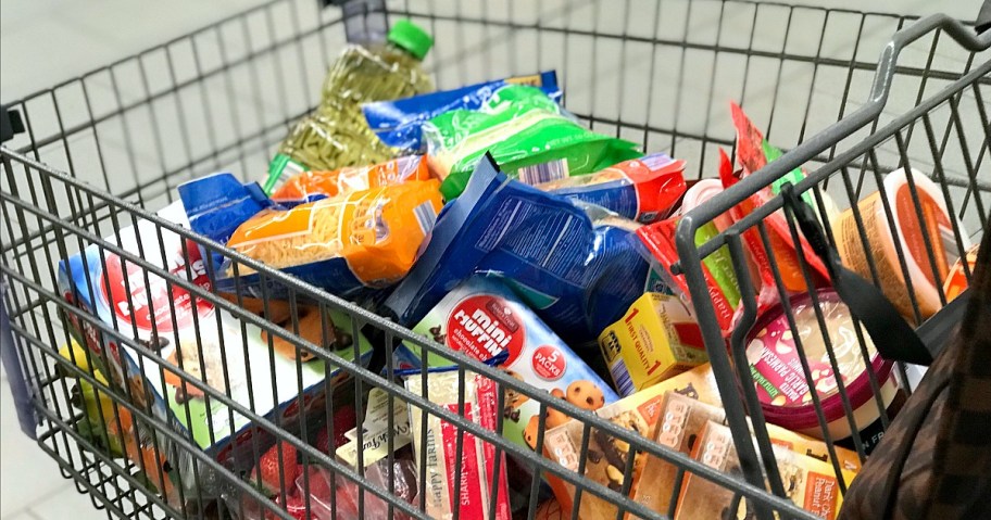 amber's meal planning — full grocery cart at aldi