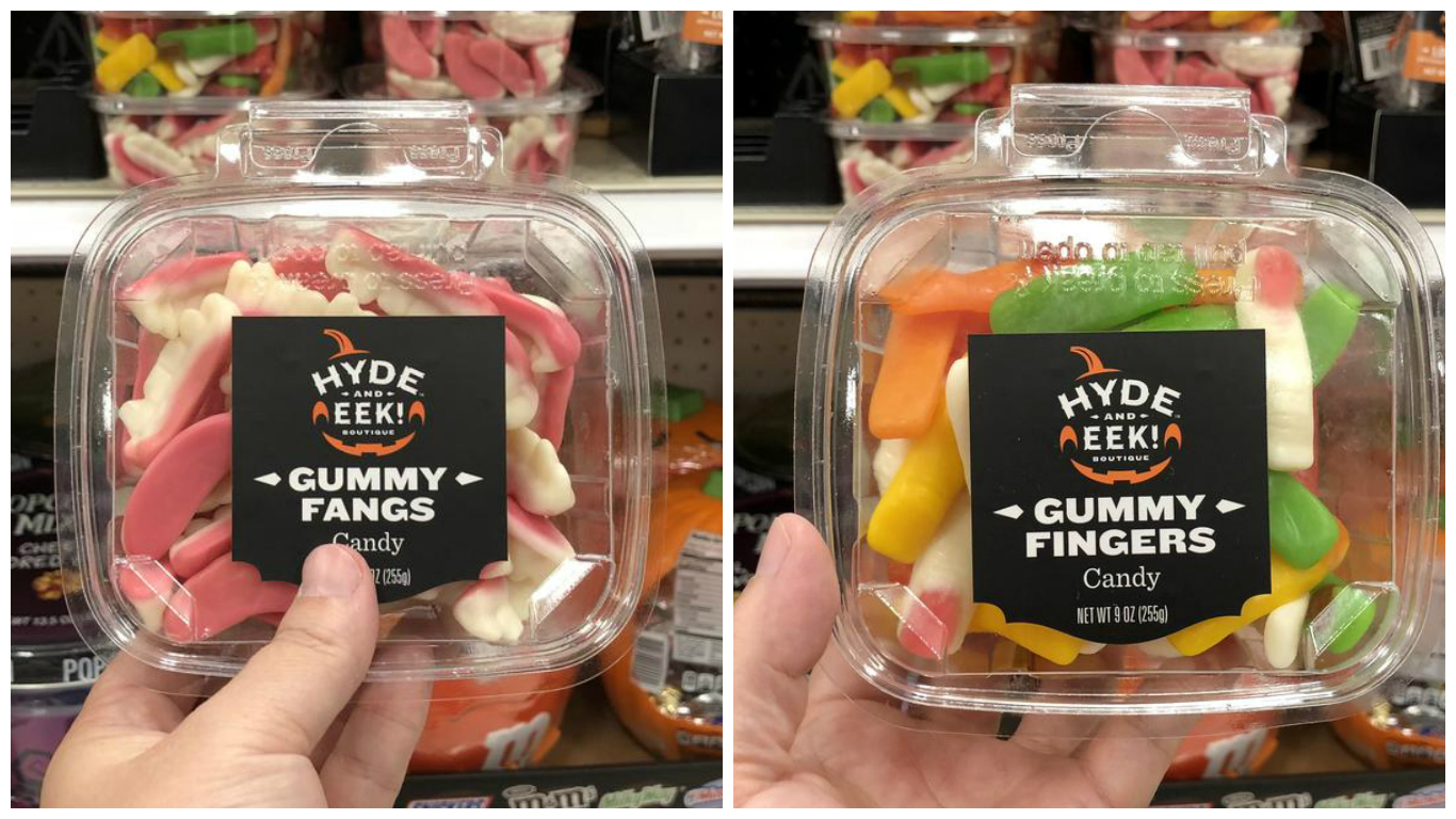 2018 target halloween candy includes – Here, Gummy Fangs and Fingers Candy at Target