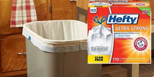 Amazon: Hefty Ultra Strong Tall Kitchen Trash Bags 110-Count Only $9.70 Shipped (Just 8¢ Per Bag)