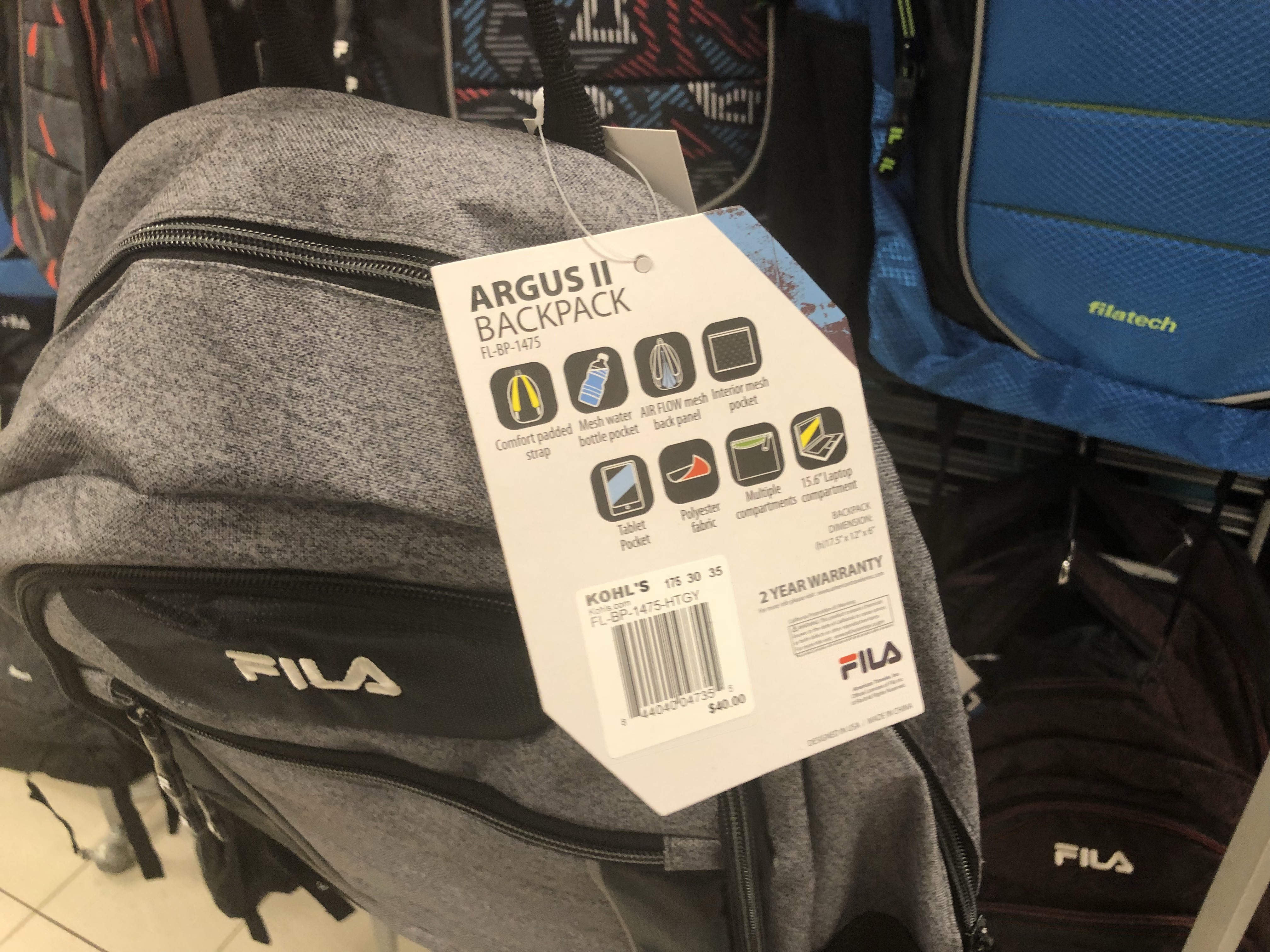 fila argus 2 mesh backpack